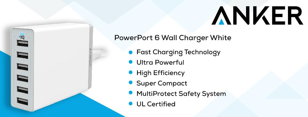 anker powerport 6 wall charger white | lazada ph