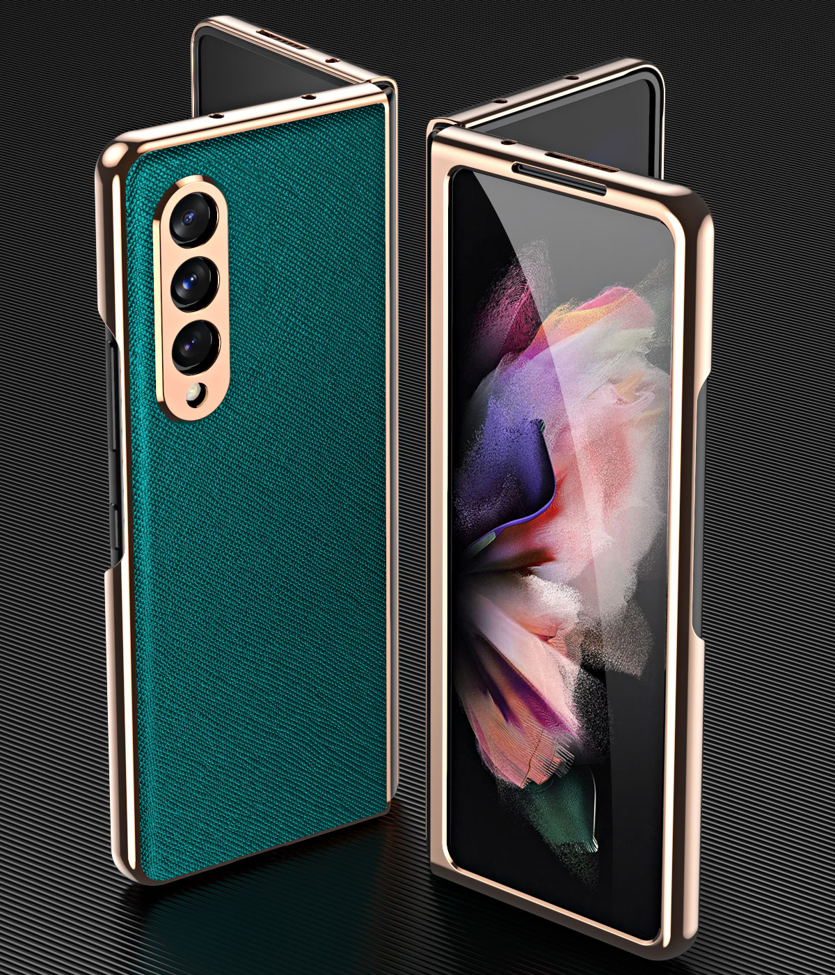 Generic Samsung Galaxy Z Fold3 5G Case, Luxury Plating Cross Pattern