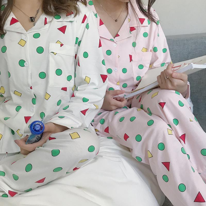 Nơi bán A New Long-Sleeved Pajama Long-Sleeved Autumn Geometric Design Suit For Home Wear