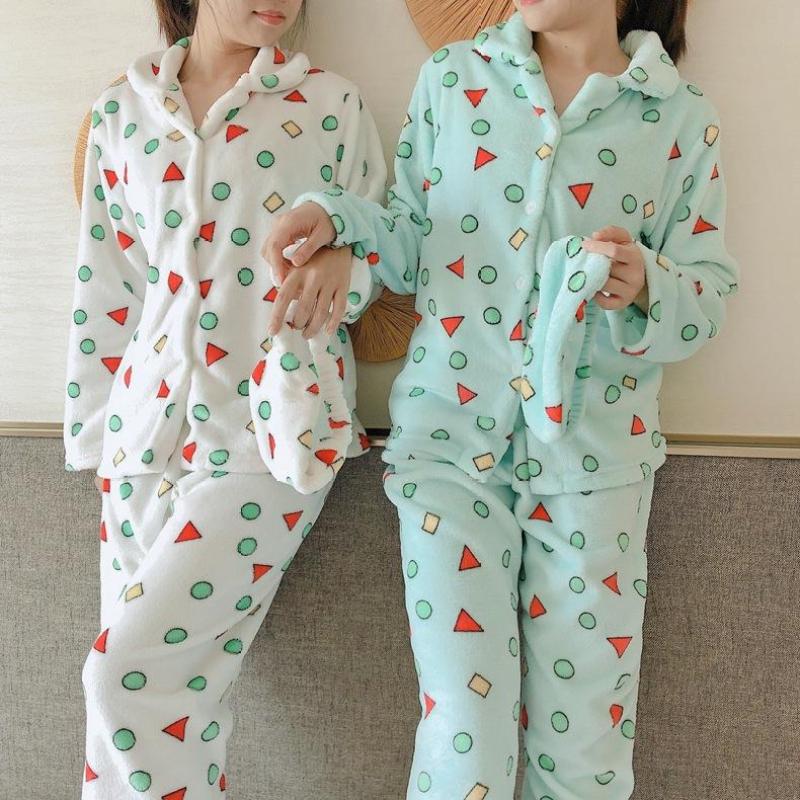 Nơi bán Pastel Small New Flannel Pajamas Lady Winter Geometry Coral Wool Home Wear Autumn Thickened Suit