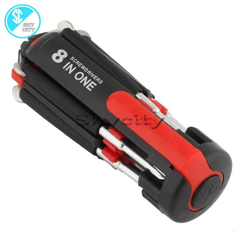 skycity DS426 8 in 1 Multi Portable Screwdriver with 6 LED Torch Tools Light Up Flashlight Set