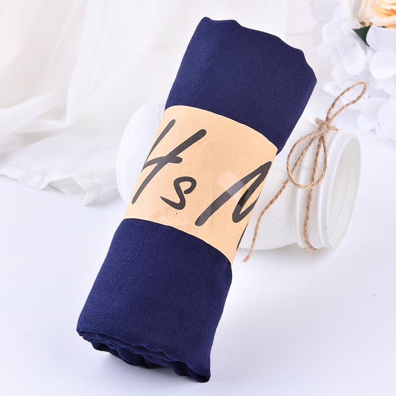 UISN MALL Korean solid color cotton scarf shawl