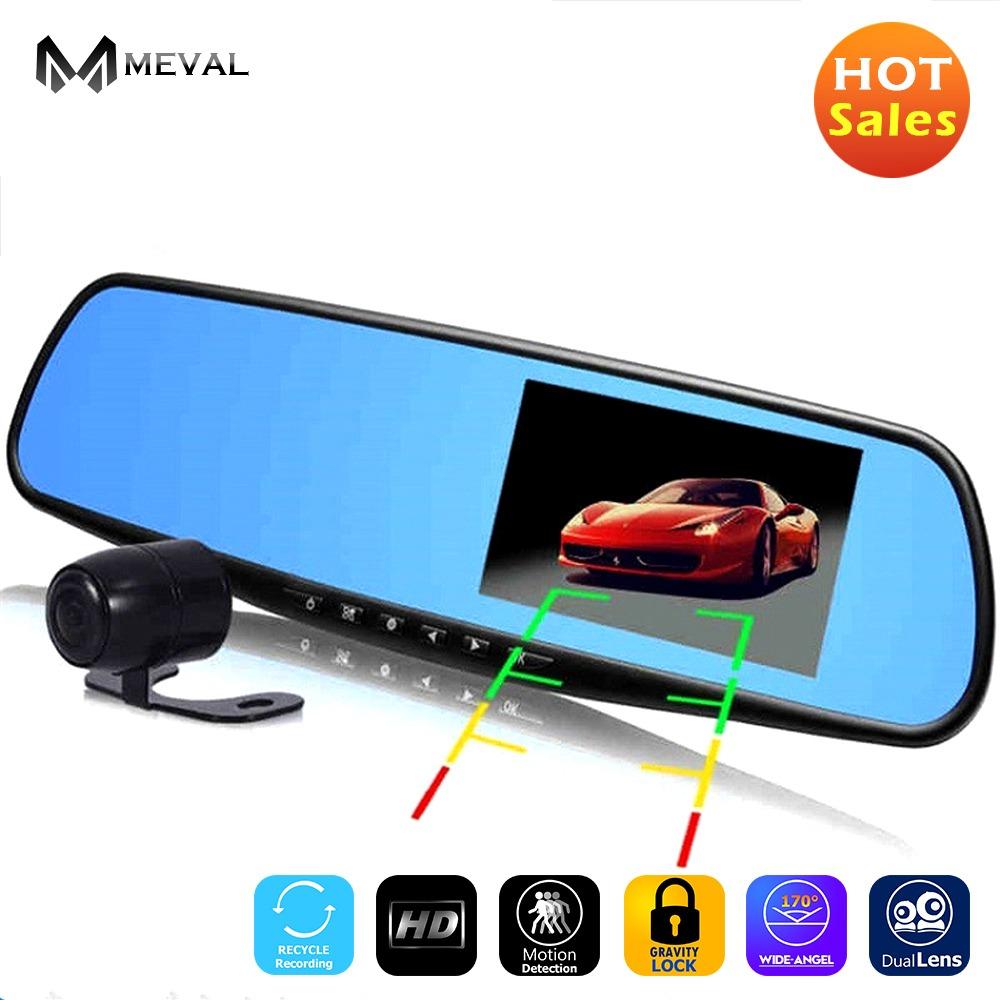 Meval VS4 Penuh HD 1080 P Mobil DVR Kamera Otomatis 4.3 Inch Rearview Cermin Digital Video Perekam Ganda Lensa Registratory kamera Perekam-Internasional