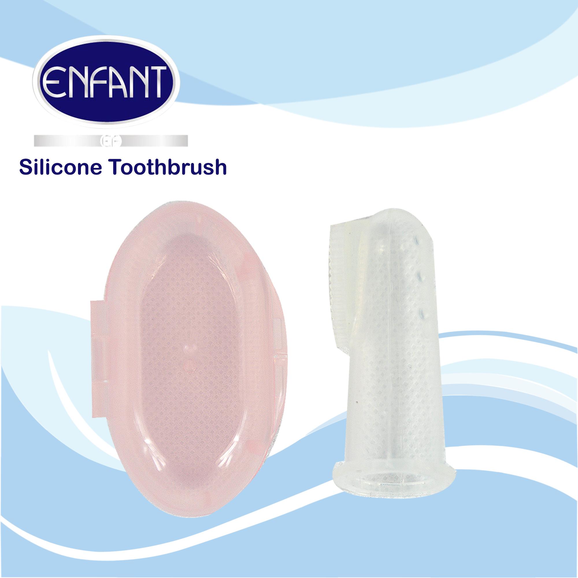 Enfant Silicone Baby Finger Toothbrush With Carrying Case - Blue or Pink