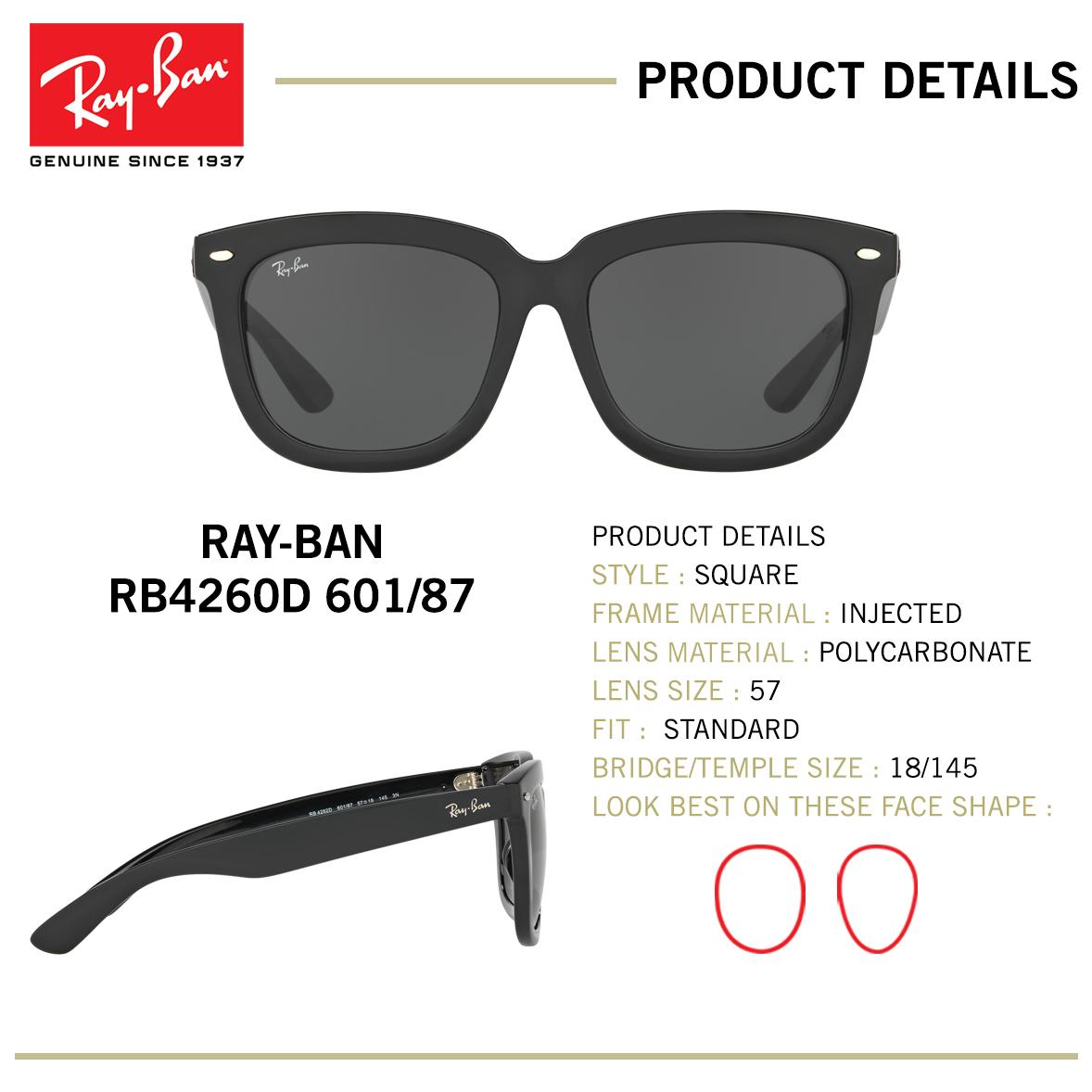ban sunglasses rb4262d black 601 87 size 57 gray ban sunglasses rb4262d black 601 87 size 57 gray