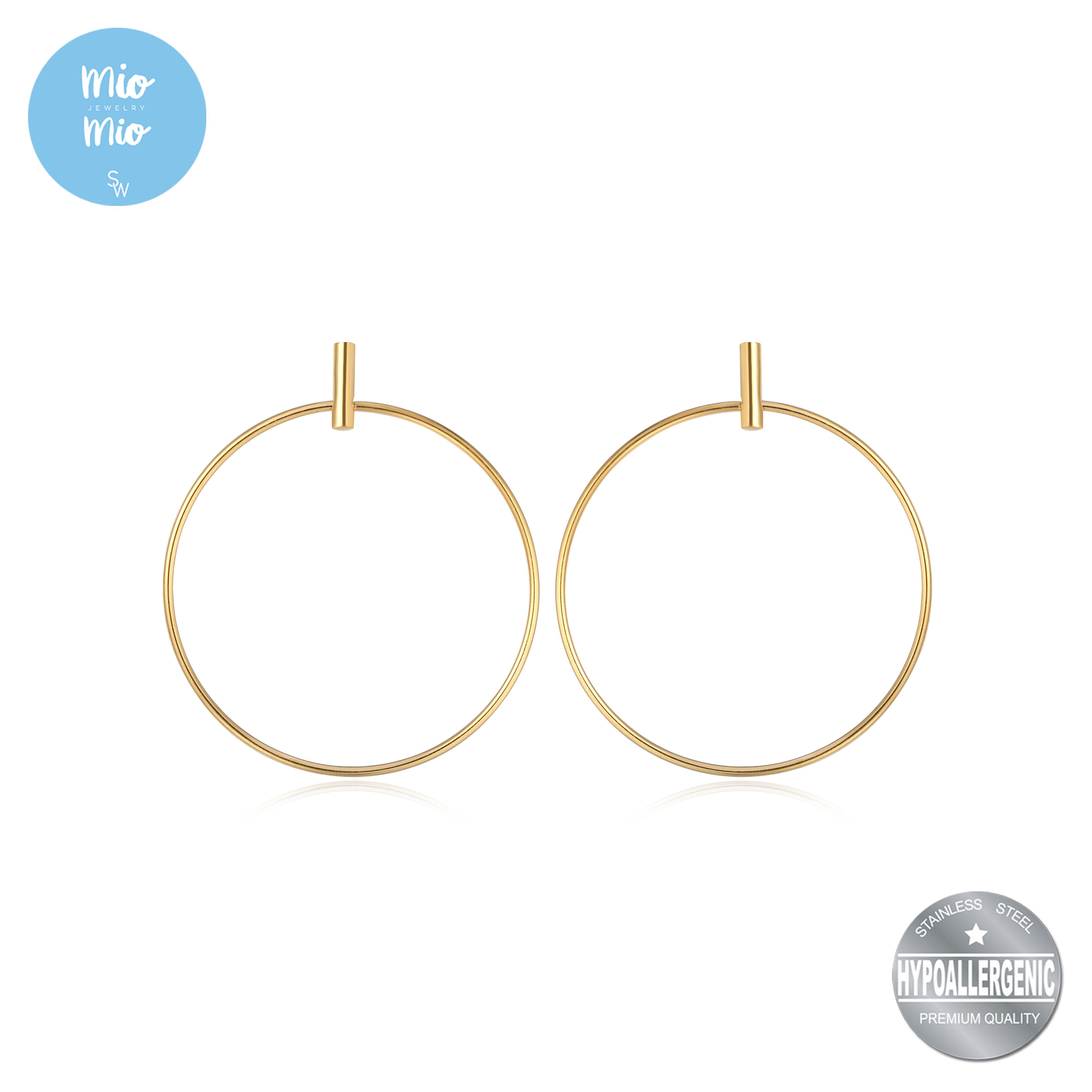 Mio Mio by Silverworks Hoop 316L Stainless Steel 18k Gold Plated 40mm MISA Earrings X4007