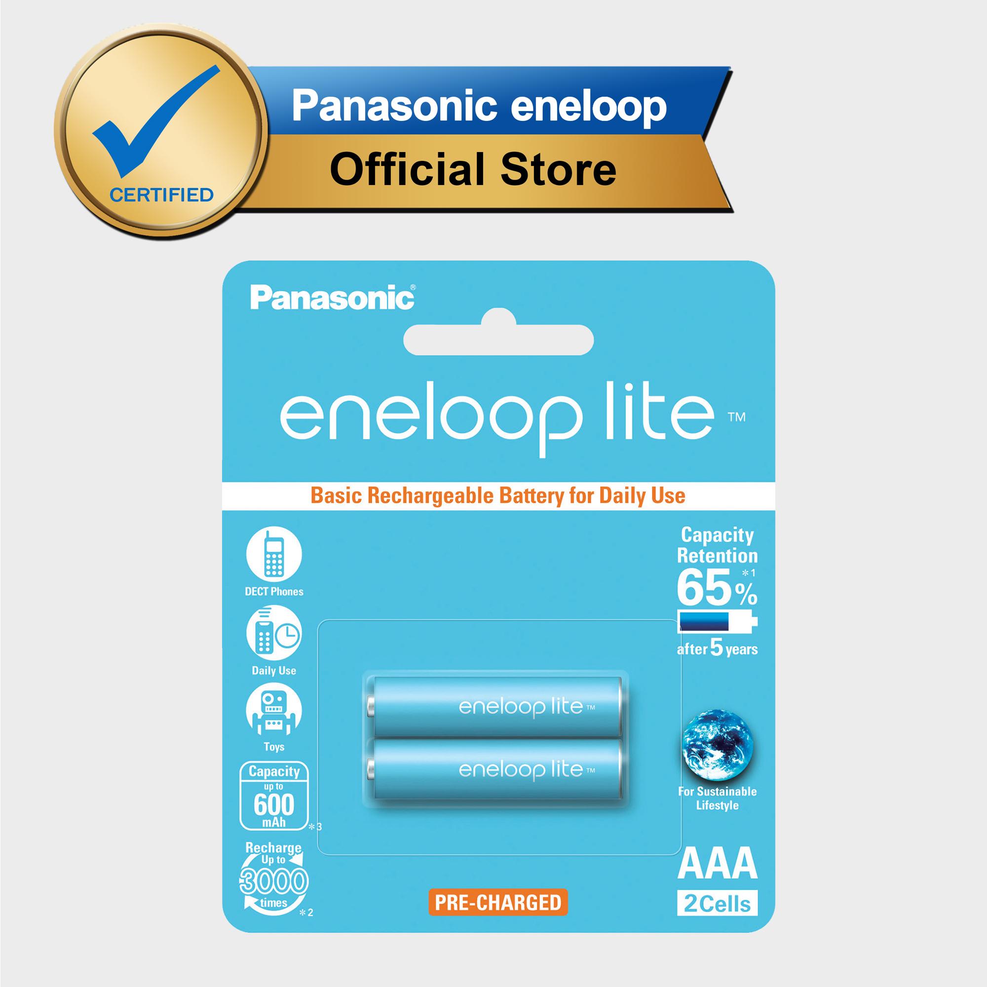 Panasonic eneloop Lite BK-4LCCE-2BT AAA Rechargeable Battery Pack of 2 (Light Blue)