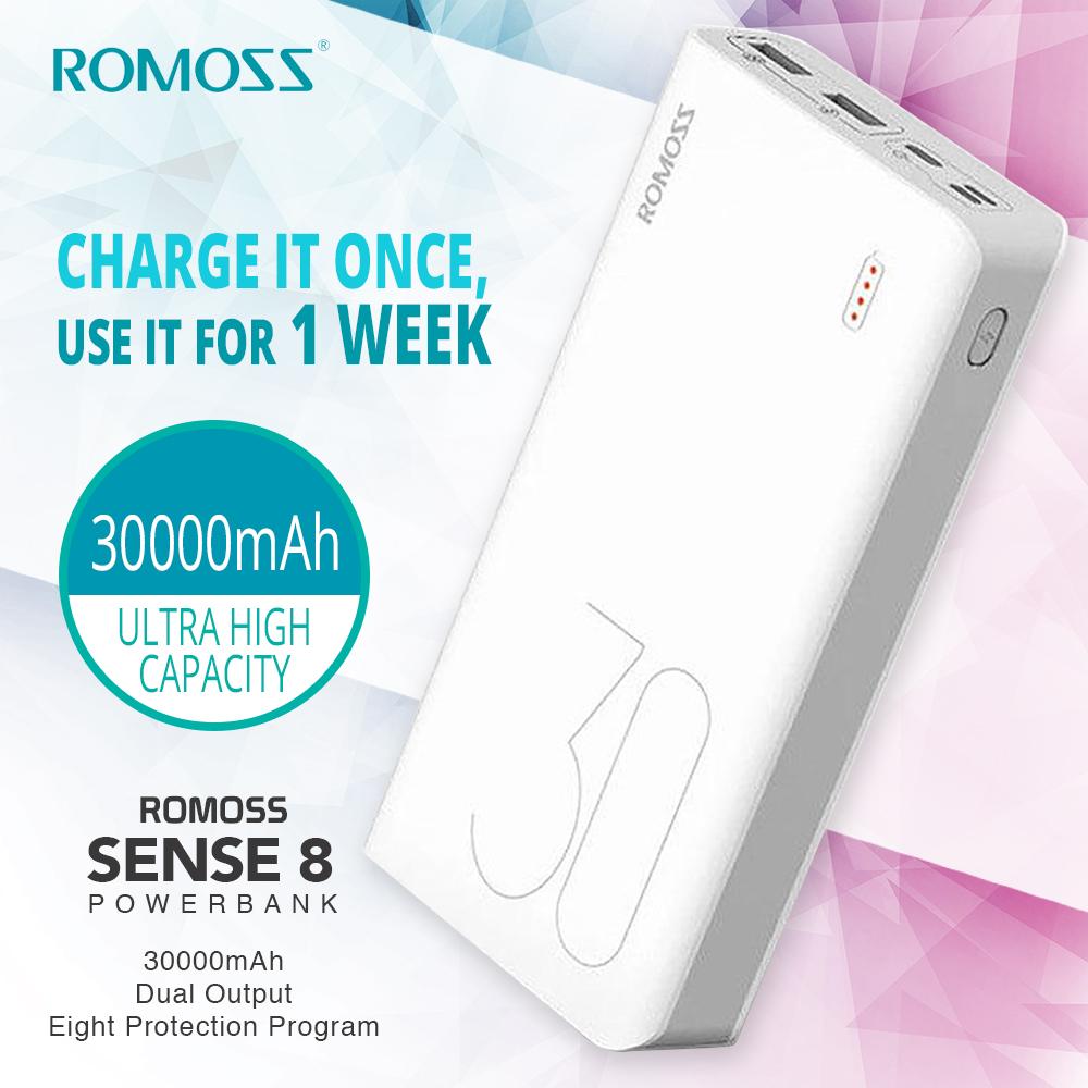 ROMOSS Sense 8 30000 MAh Universal Fast Charge 3Input Port High Capacity  Power Bank (original authentic, fake one get ten)