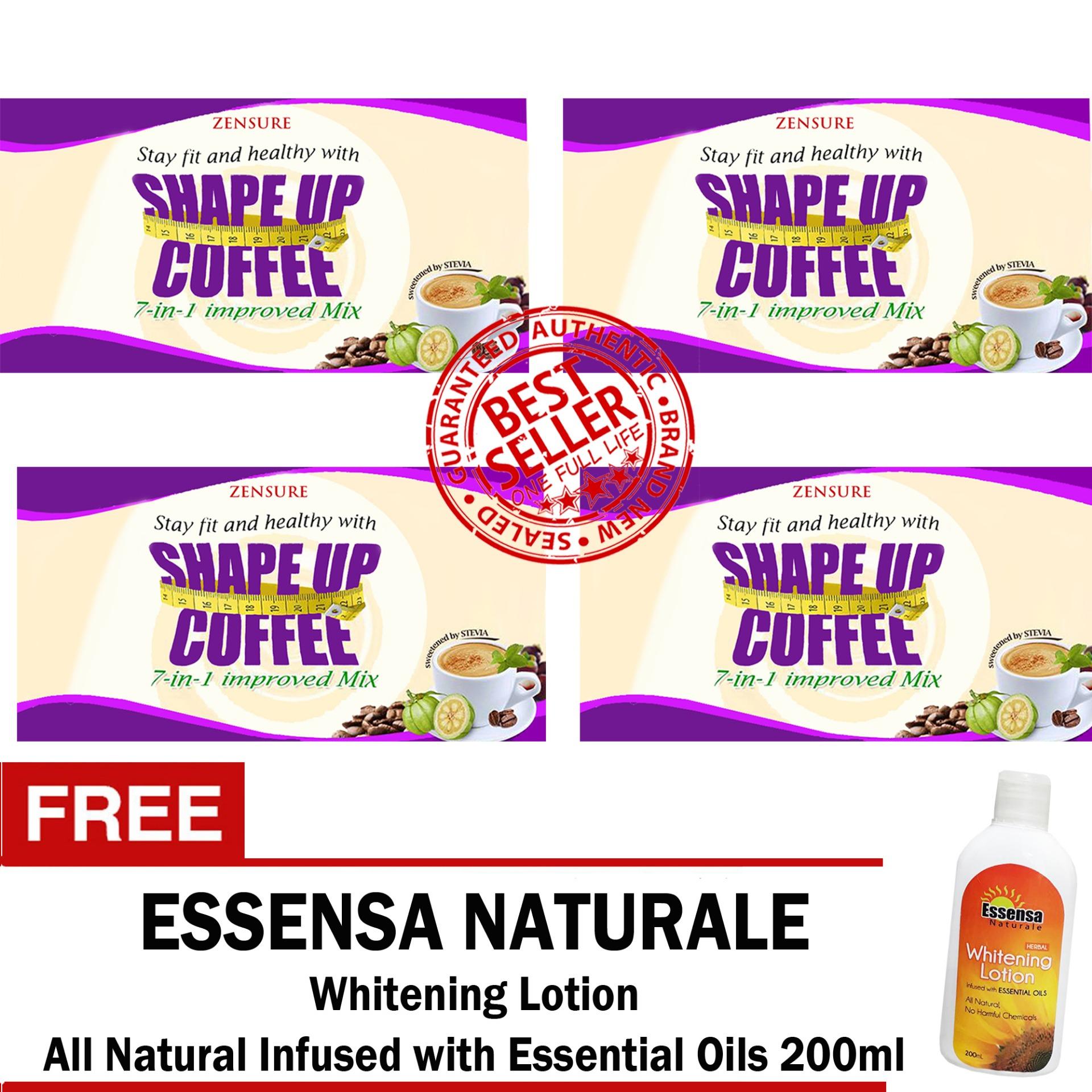 Zensure Shape up Coffee 7 Day Slimming Coffee (4 Boxes x 7 Sachets) FREE 200ml Lotion
