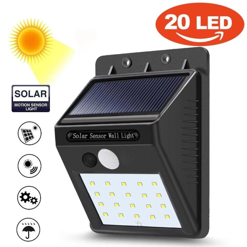 Sensor Wall light 20 LED Outdoor Waterproof Rechargeable Solar Power PIR Motion Garden Lamp