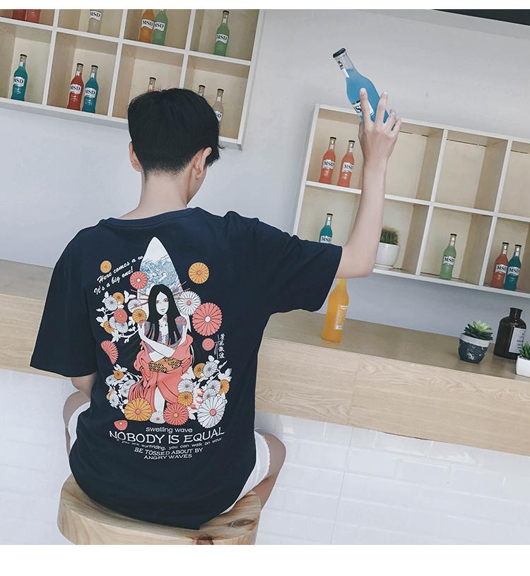 Mens Hiphop Japanese Style Street T-Shirt Oversized Vintage Printed Shirt August 2018 - 3 Mens hiphop japanese style street T-Shirt Oversized Vintage Printed Shirt - 3
