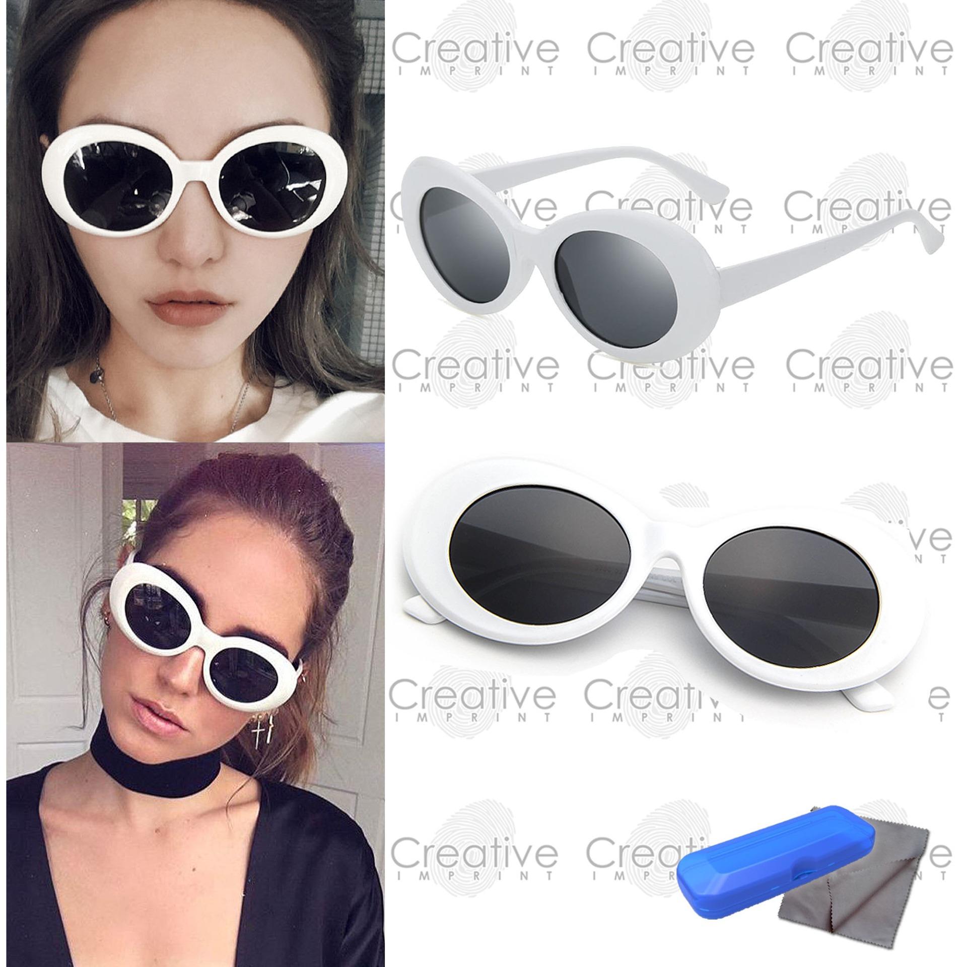 Creative Imprint Oval Goggle Kurt Cobain Summer Sunnies High Fashion Trendy Korean Sunglasses Shades Eyewear UVA UVB Protection (FREE CASE AND WIPER)