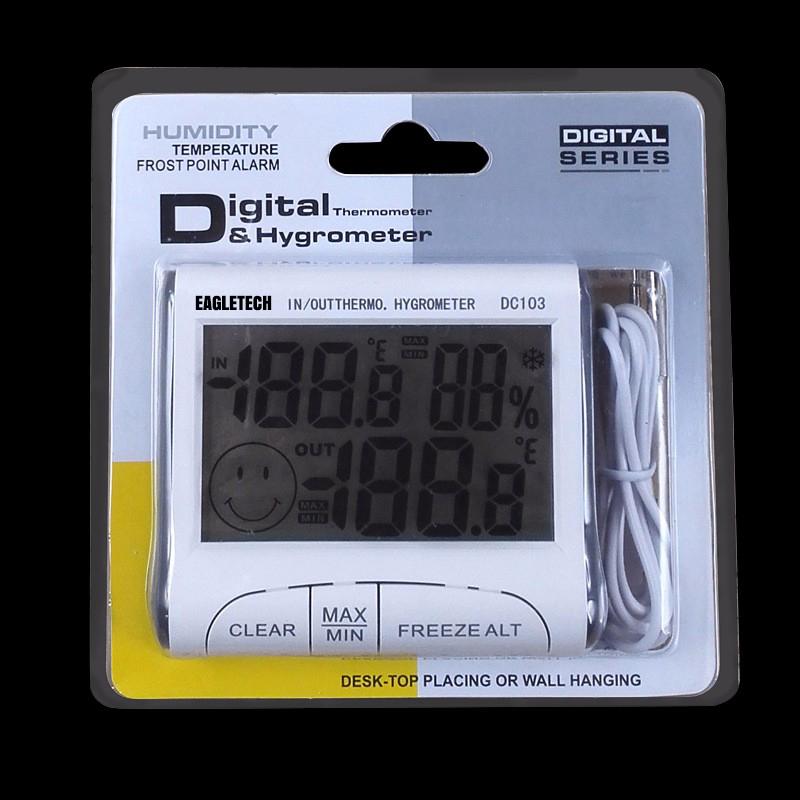 EagleTech DC103 Digital LCD Temperature Humidity Meter Clock Hygrometer