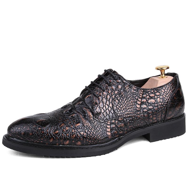 The barber vintage leather LACOSTE prints men's shoes business casual leather shoes Black