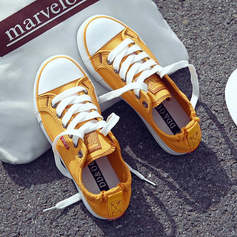 2018 New Style Canvas Shoes women Spring Sneakers Students Harajuku Ulzzang White Shoes Hong Kong Style bai da bu Shoe