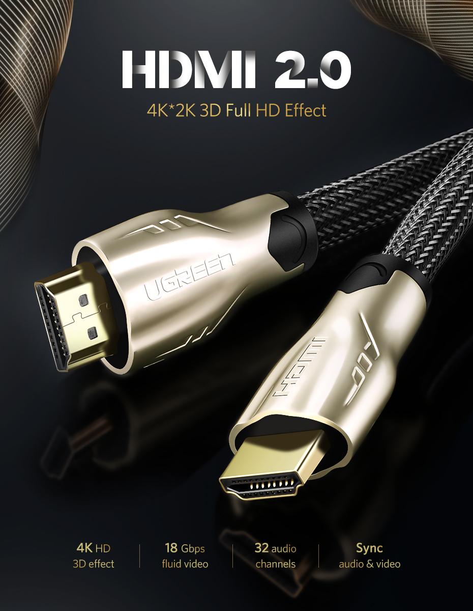 UGREEN 1Meter Round HDMI Cable HDMI to HDMI 2 0 Cable for Xiaomi Mi TV Box 3 Laptop Nintend Switch PS4 PS3 DVB T Support 3D 4K x 2K-Intl