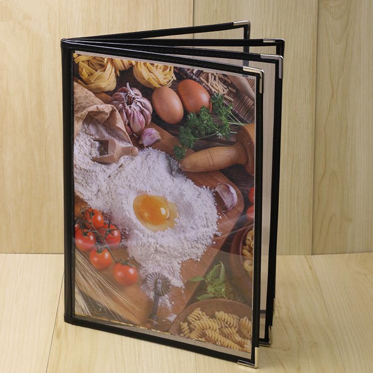 FANTASY Transparent Cover Menu Book with 4 pages 8 faces Menu holder Menu Jacket Menu Clip Menu stand Menu board Advertising Display book Contract Folder Hold menu Wine list Recipe Restaurant supplies Loose-leaf PVC Standard A4