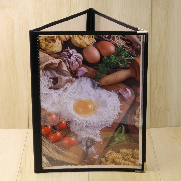 FANTASY A4 Transparent Cover Menu Book with 3 pages 6 faces Tri-fold Menu Jacket Menu Clip Menu holder Menu stand Menu board Advertising book Display book Presentation Folder Hold Wine list Recipe Restaurant supplies Loose-leaf PVC