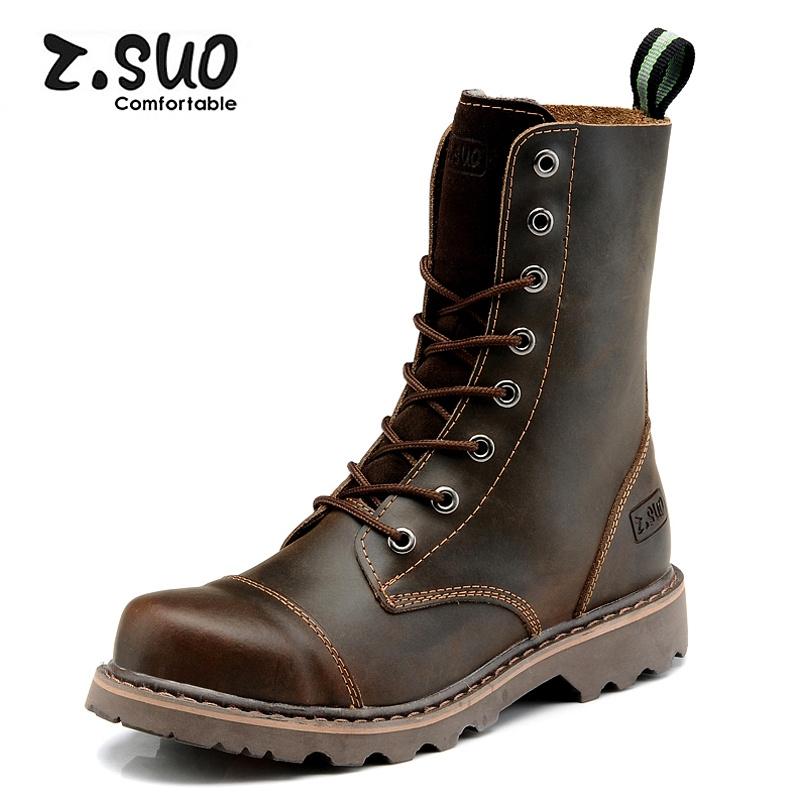 Z. suo British Leather man man's leather boots Martin boots ZS8818 Crazy Horse Brown