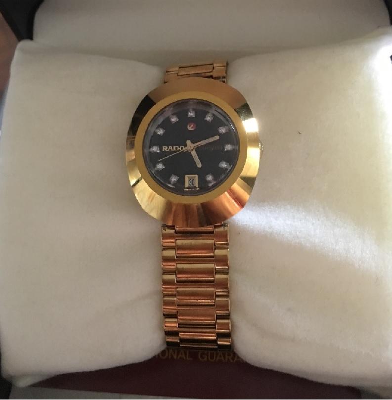 Rado Automatic Ladies Authentic Gold Dial Watch With Stones (Gold)