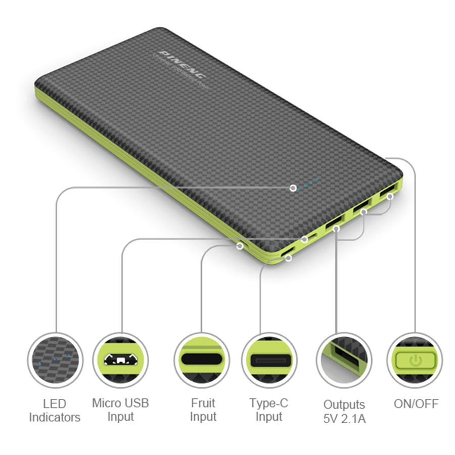 PINENG PN-917 20000mAh with Over Charge Protection Circuit 3 Outputs Powerbank