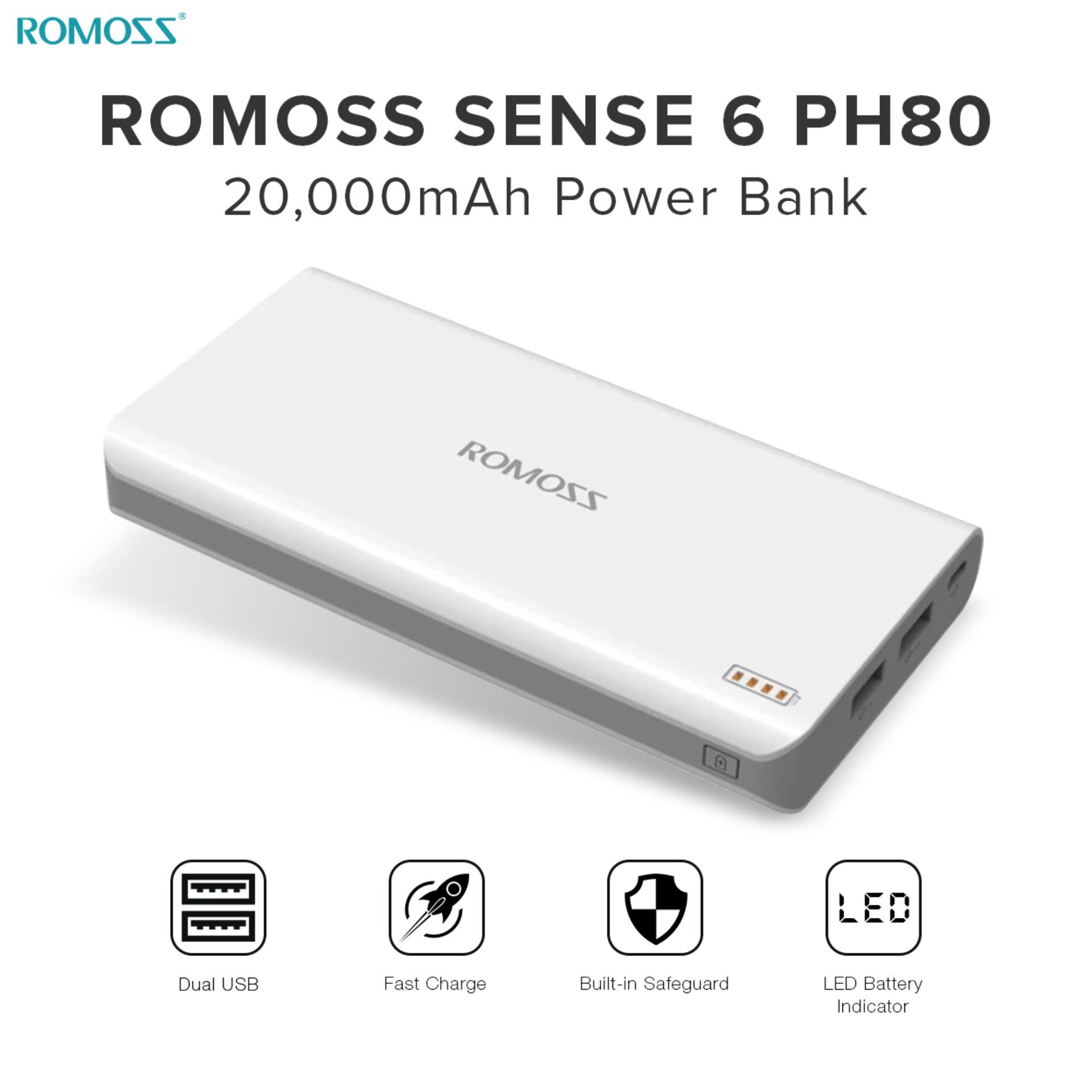 Romoss Sense 6 PH80 20000mAh Fast Charging Power Bank (White)