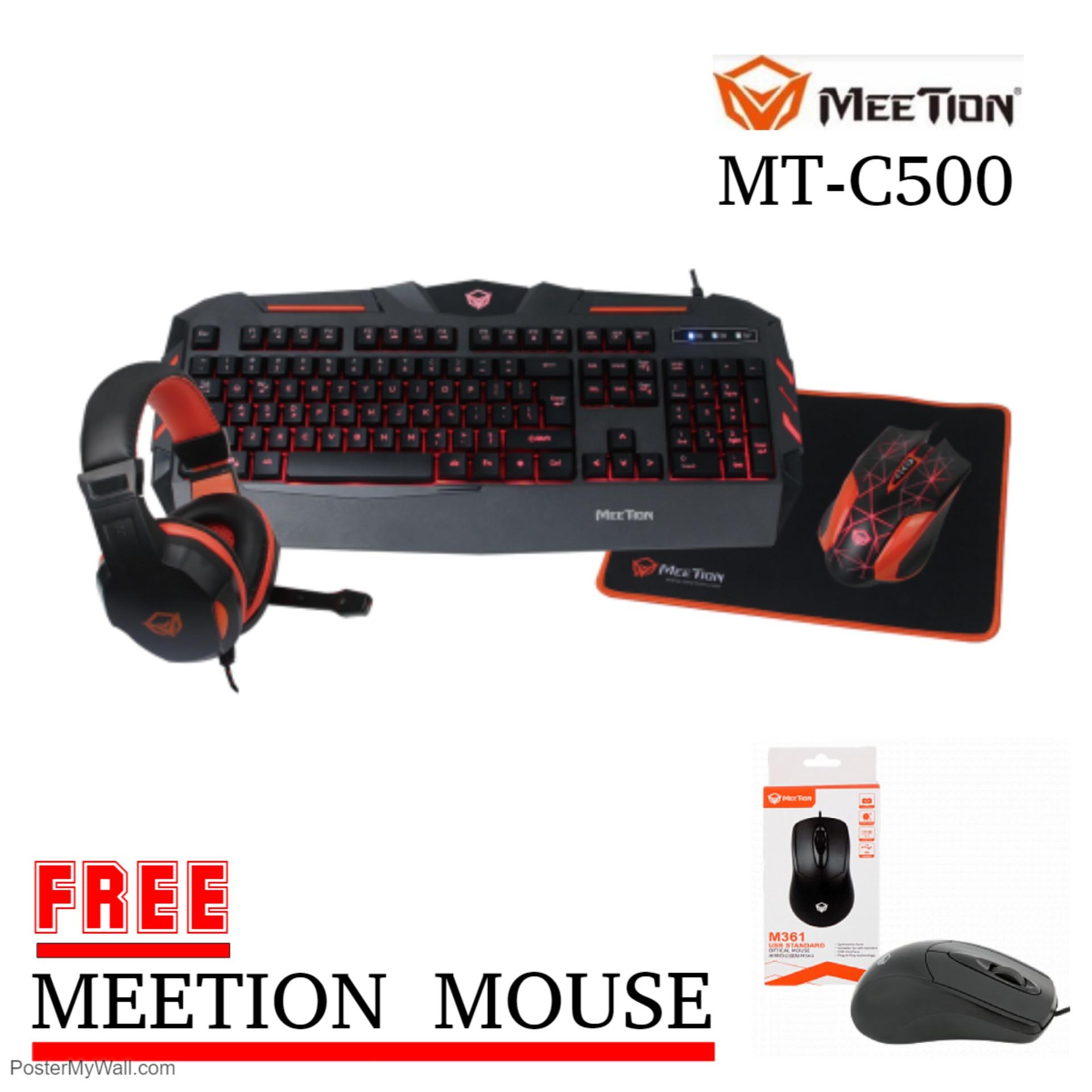 Meetion MT-C500 Backlit Gaming Kits 4 IN 1 (Gaming Keyboard, Gaming Mouse, Gaming Headphone, Mouse Pad)