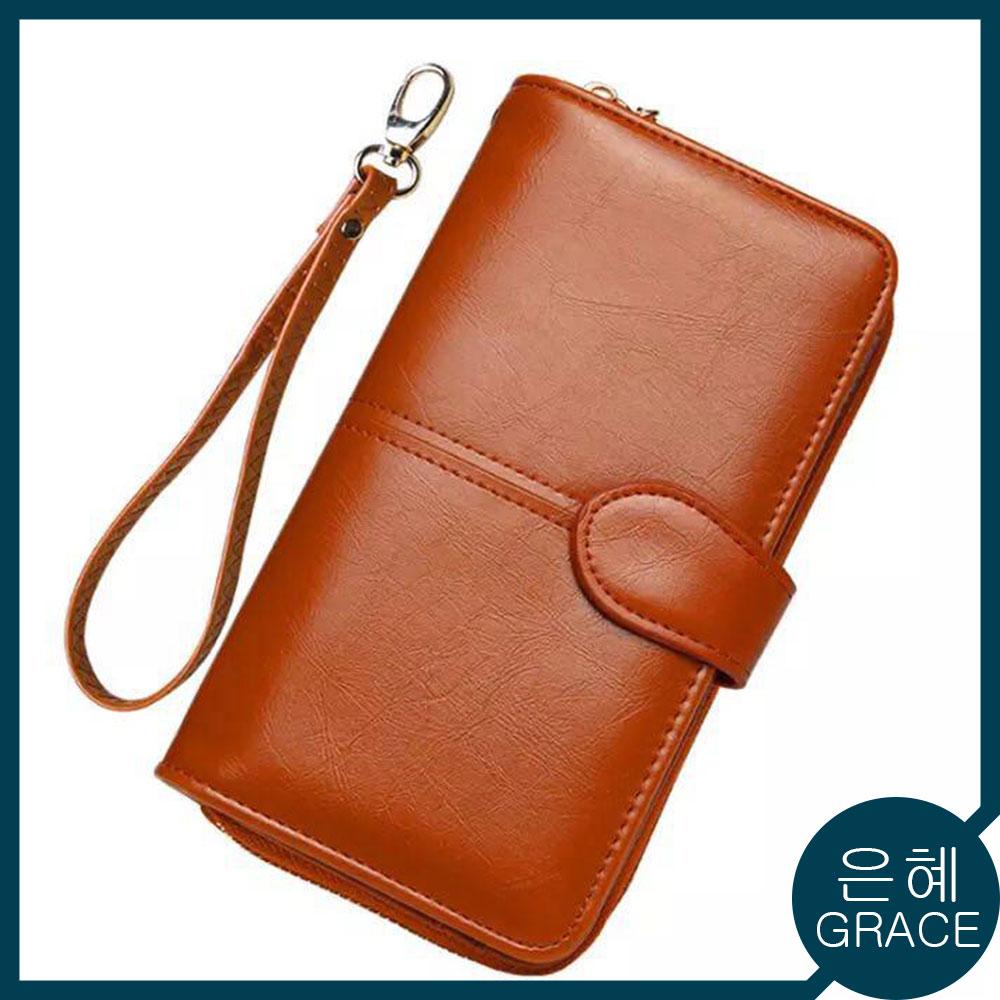 Grace Korean fashion  Oil Wax leather Korea Long Ladies Wallet