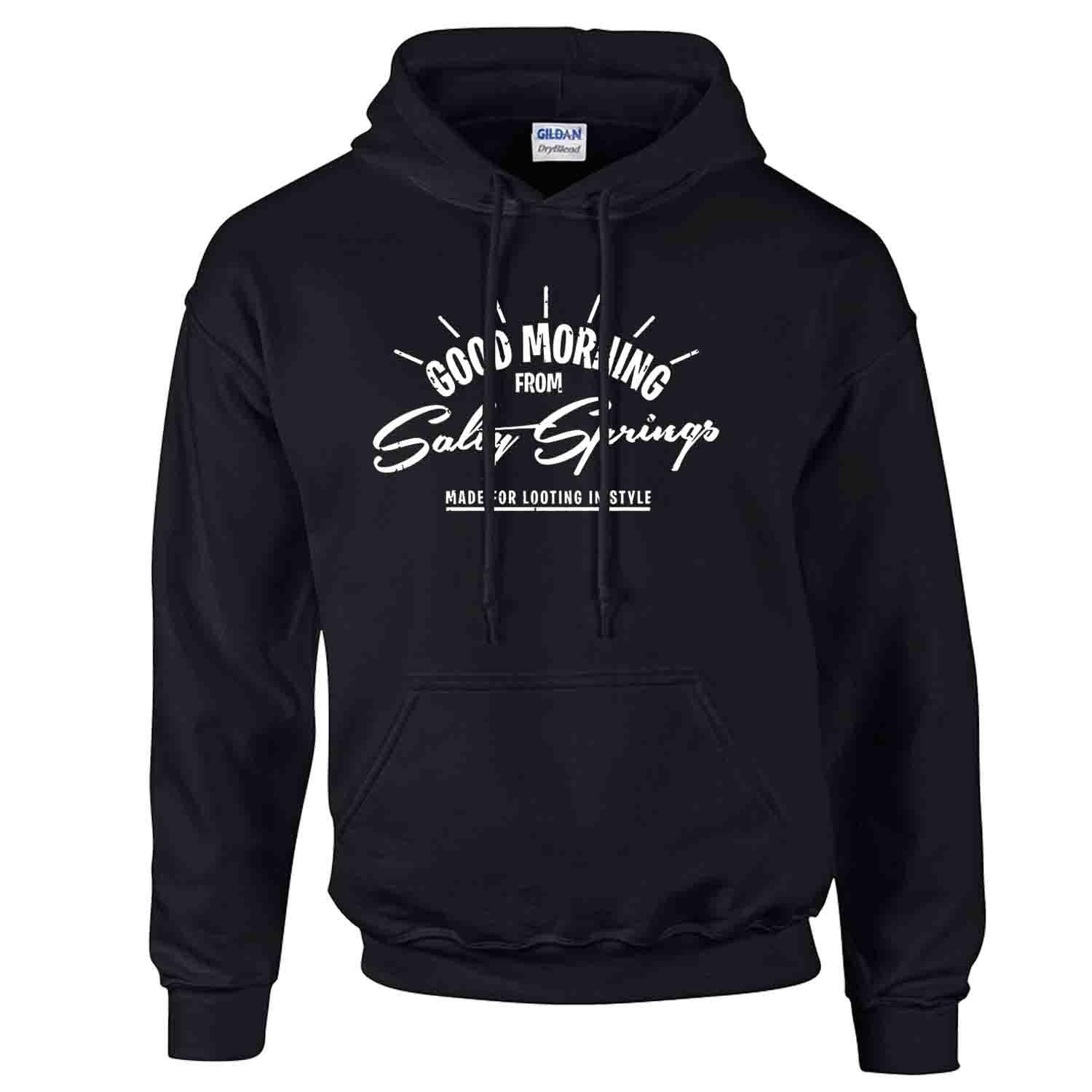 iGPrints Good Morning from Salty Springs FORTNITE Design Hoodie Jacket Black