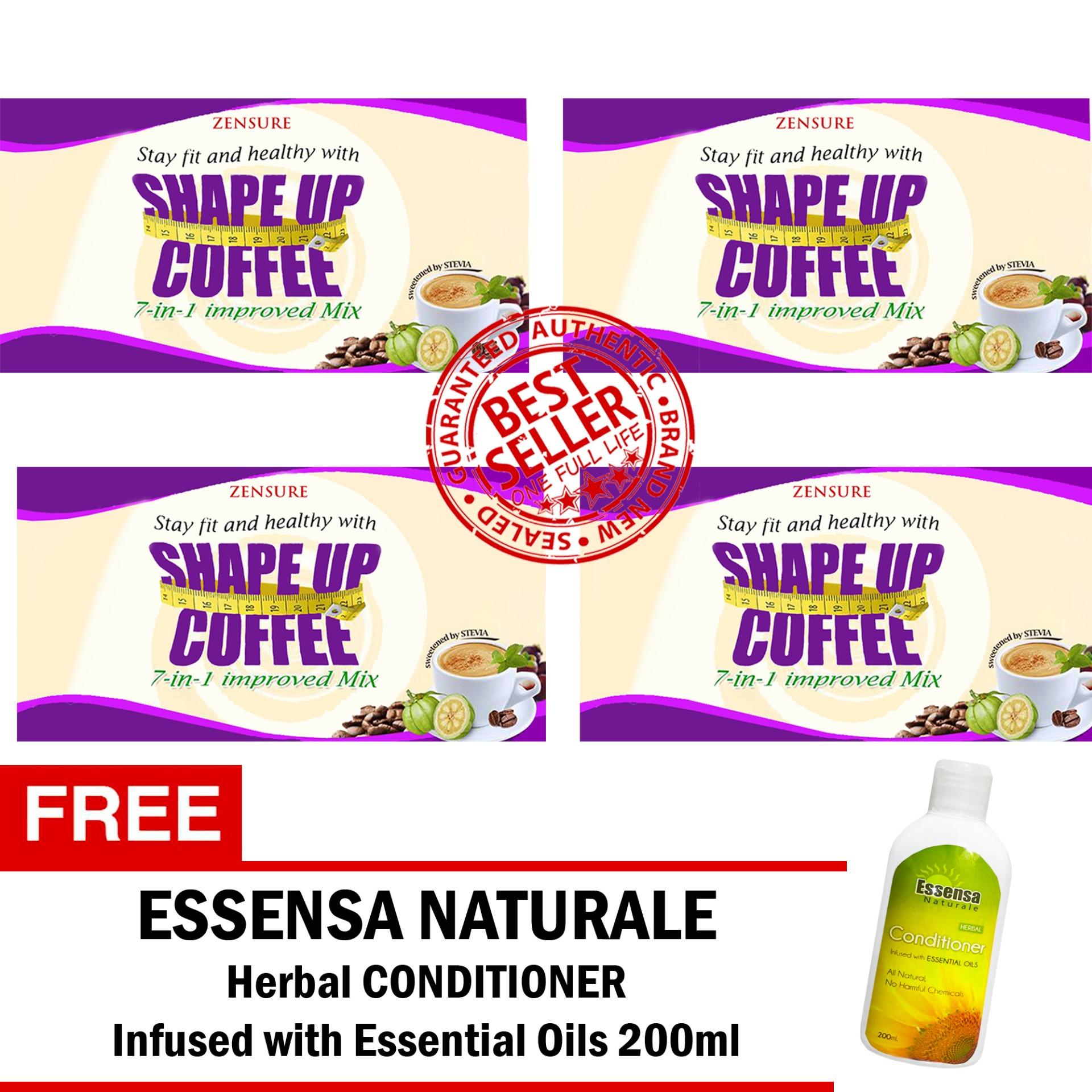 Zensure Shape up Coffee 7 Day Slimming Coffee (4 Boxes x 7 Sachets) FREE 200ml Conditioner