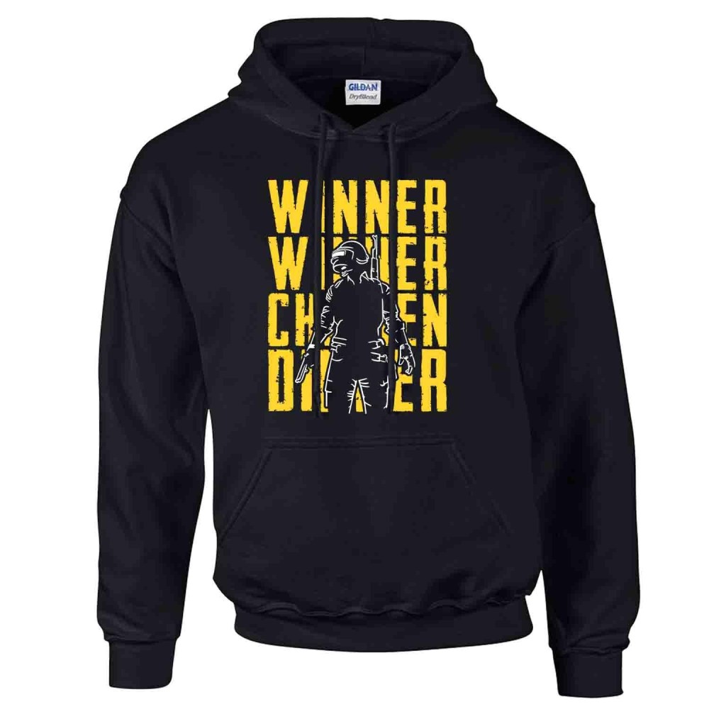 iGPrints Winner Winner Chicken Dinner PUBG Player Unknown Battleground Shadowed Design Hoodie Jacket Black