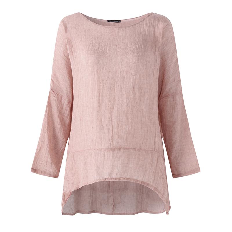 ZANZEA Plus Size Women Retro O Neck Long Sleeve Split Cotton Linen Spring Robe Blouse Shirt Party Solid Baggy Top Blusas - Intl August 2018 - 4 ZANZEA Plus Size Women Retro O Neck Long Sleeve Split Cotton Linen Spring Robe Blouse Shirt Party Solid Baggy Top Blusas - intl - 4