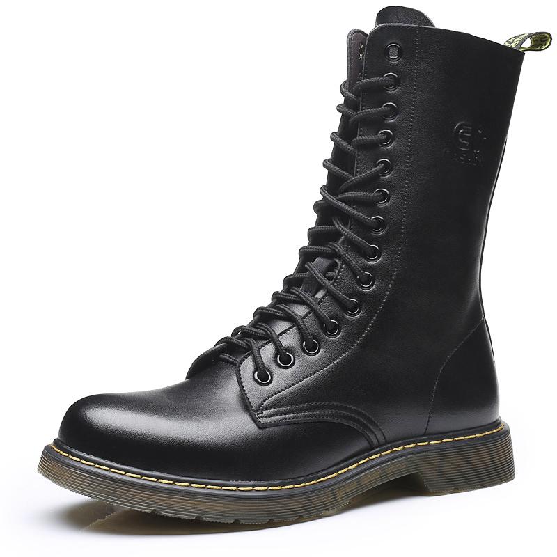 leather spring New style men Dr Martens boots Black shoes
