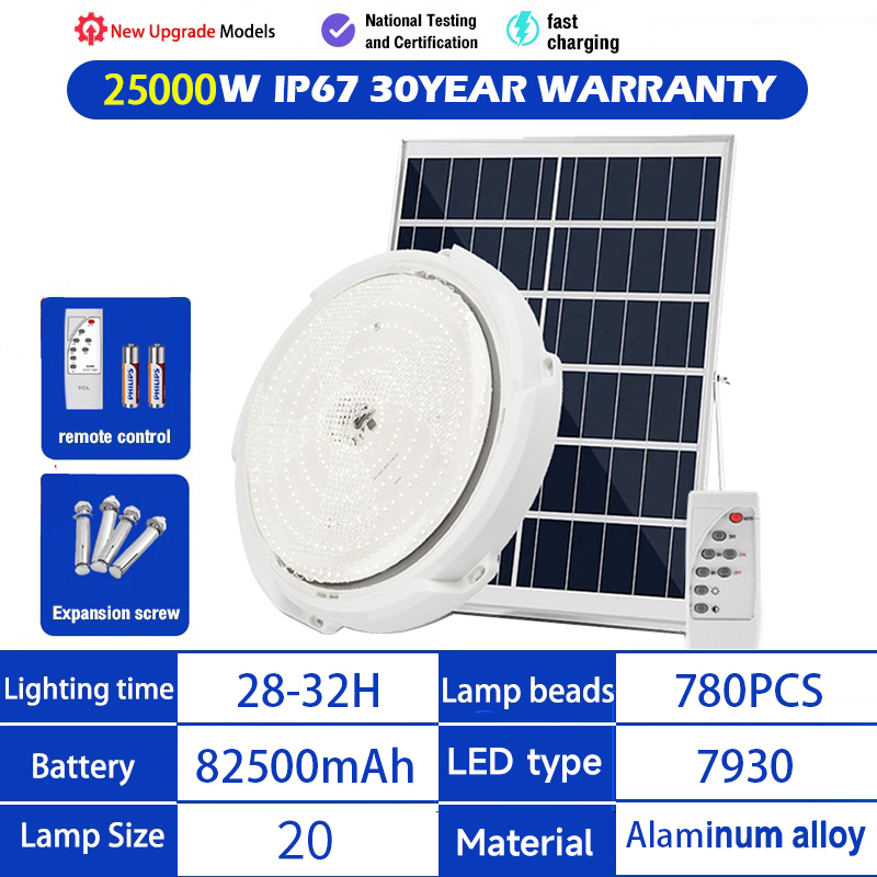OOKAS solar ceiling light solar ceiling light with solar panel indoor ceiling lamp upgrade LED IP68 Waterproof with remote solar lights inside the house