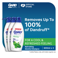 Gard Anti-Dandruff Refreshing Menthol Shampoo with Mint & Eucalyptus 600ml Pump Value Pack of 3