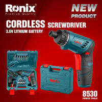 Ronix 8530 3.6V Foldable Cordless Screwdriver Set with 5NM Torque 210RPM Speed 1.5Ah Li-Ion Battery LED Light 15+1 Clutch Dual Angle Handle Quick Change Chuck Battery Indicator BMC Case Fast Charger 39pcs S2 Bits & Sockets for Home & Industrial