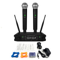 professional Wireless microphone UHF 4 AA mic for videoke karaoke distance 50m/168ft Dual Handheld Mic for Karaoke Singing Stage Speech Conference