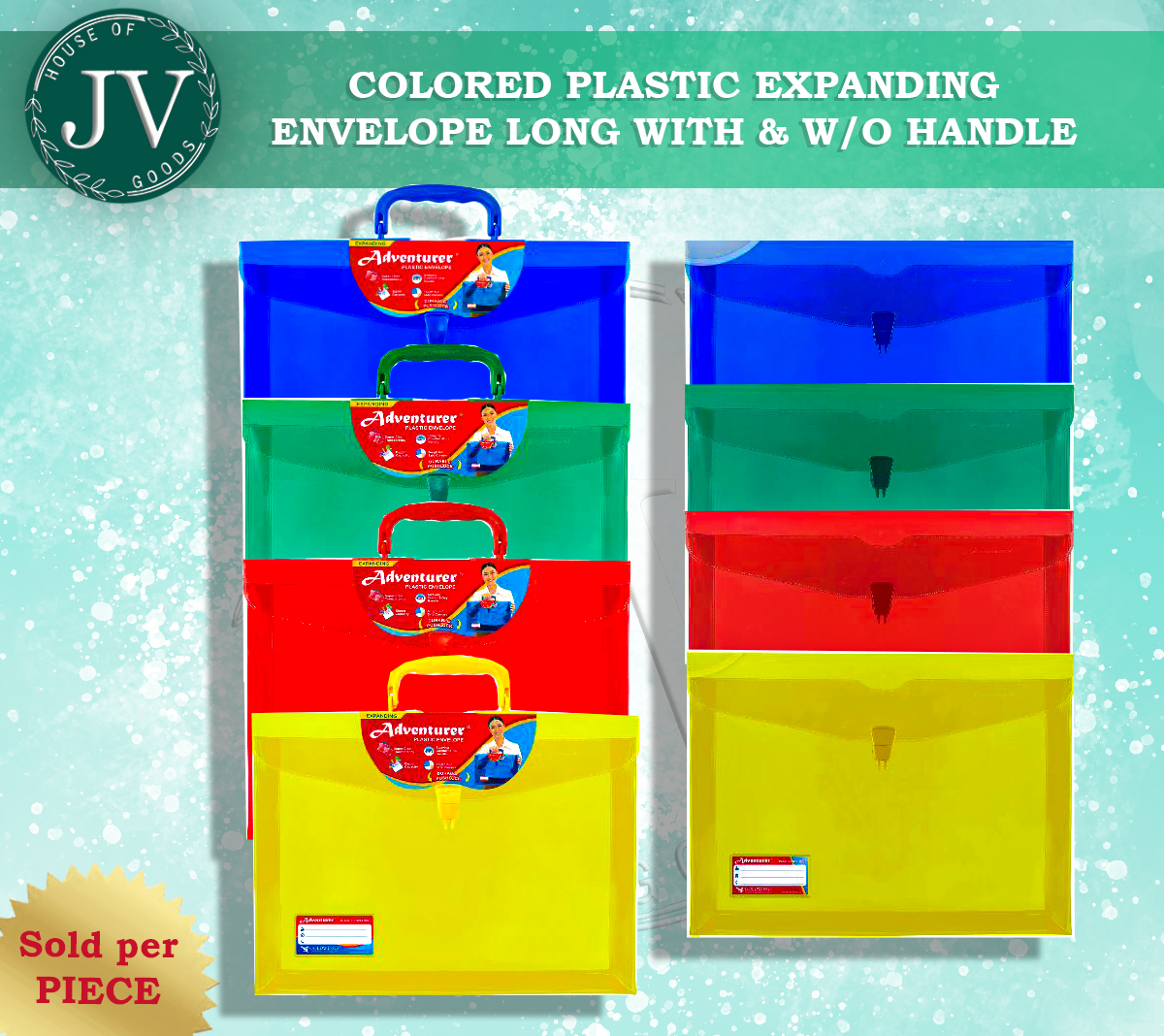 Colored Plastic Expanding Envelope Long With & Without Handle 1pc