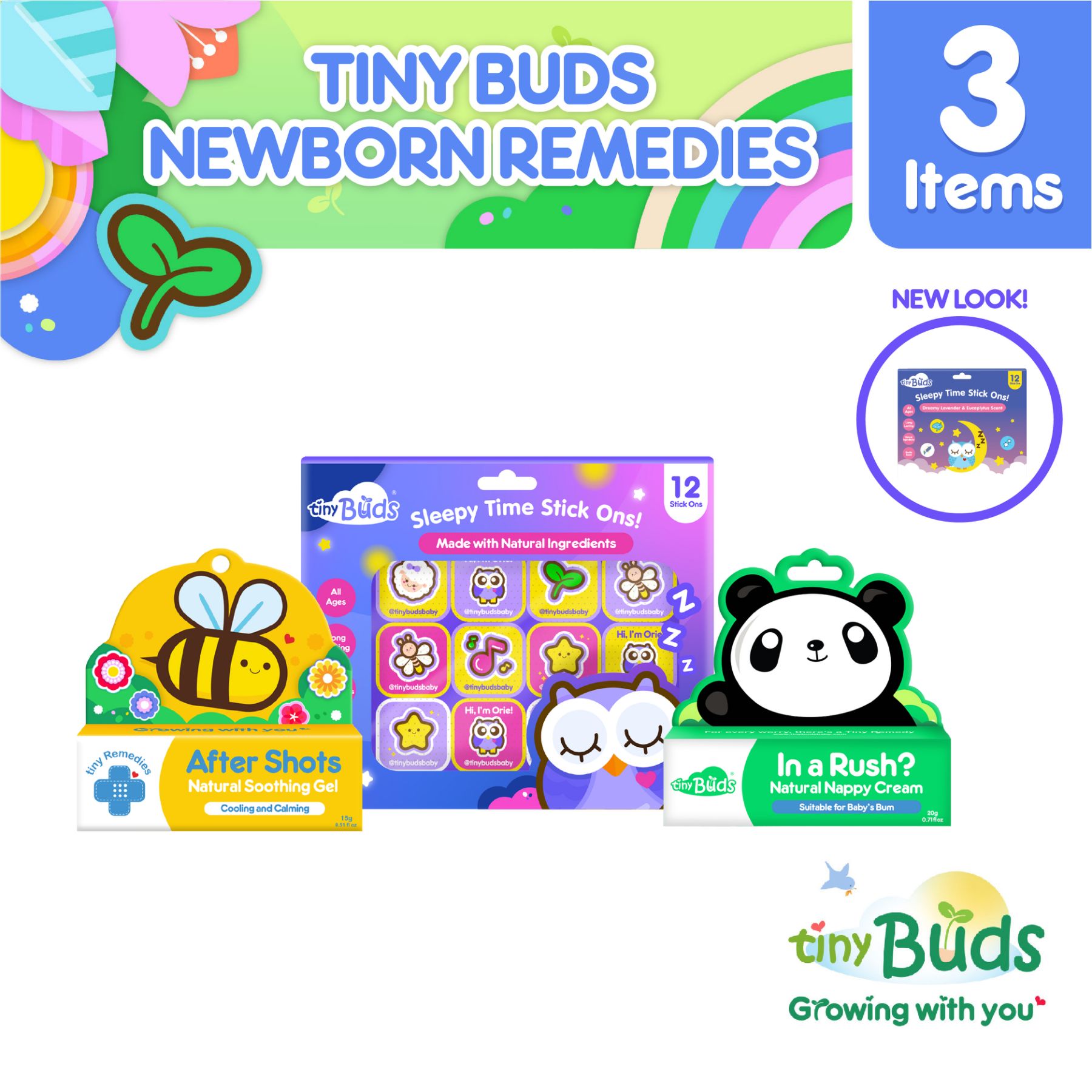 Tiny Buds Newborn Remedies - After Shots In A Rash & Sleepy Time Stick Ons