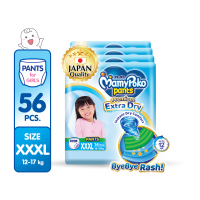 MAMYPOKO Extra Dry Baby Disposable Diaper Pants Girl XXXL 14 pcs x 4 packs (56 pcs)