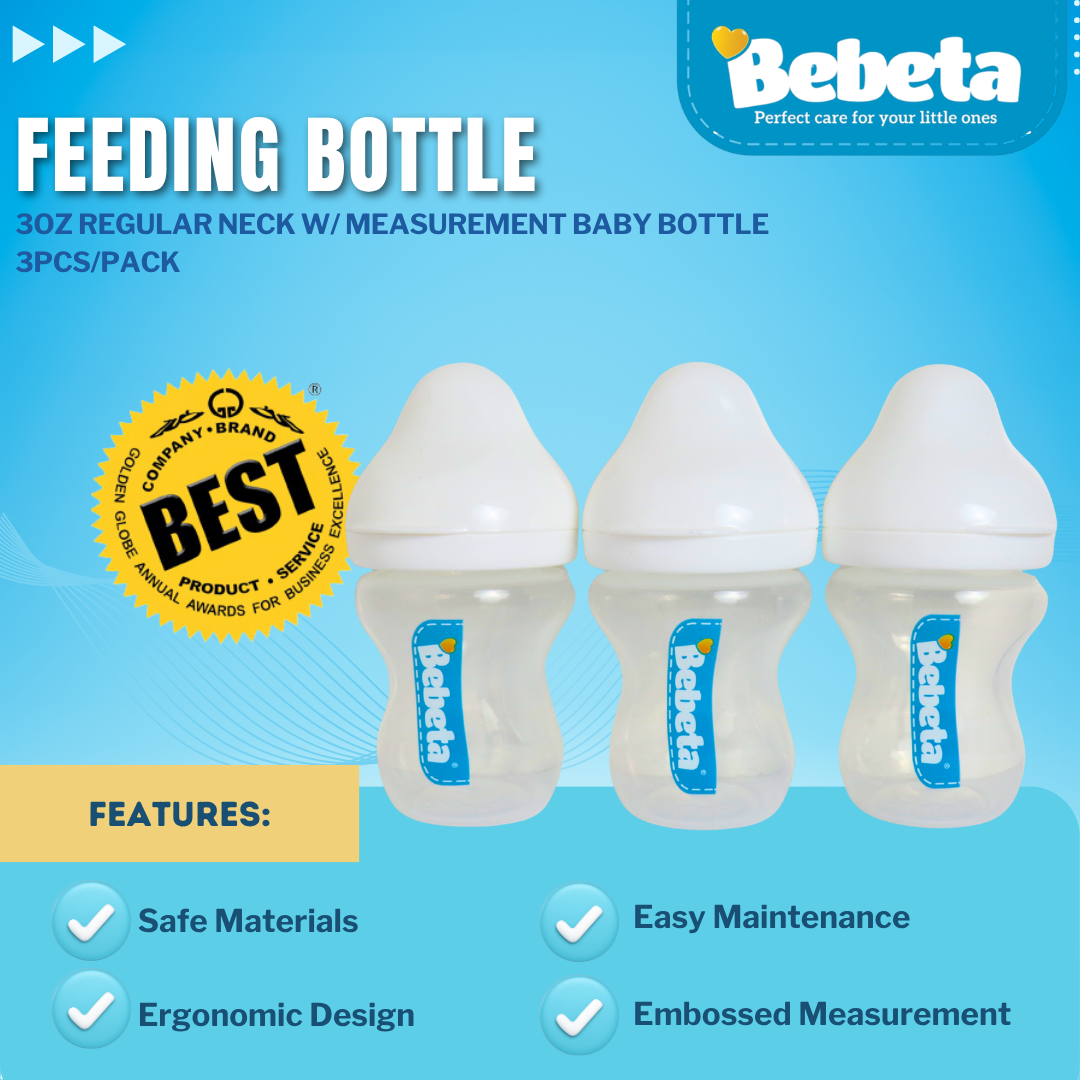 Bebeta Feeding Bottle with logo Regular Neck 3oz 3pcs/pk