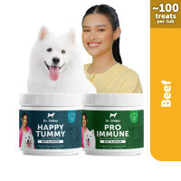 Dr Shiba Happy Tummy & Pro Immune Double Delight Healthy Dog Treats Supplement Snacks for Pets with Dog probiotics Dog Multivitamins Dog Supplements Appetite Booster Dog Food for Digestive Gut Care & Immunity Support