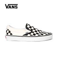 Vans Men Classic Slip-On Black And White Checker/White Canvas Sneakers