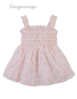 Gingersnaps Baby Bethany Strappy Cotton Printed Dress with Velvet Ribbon and Bow Details