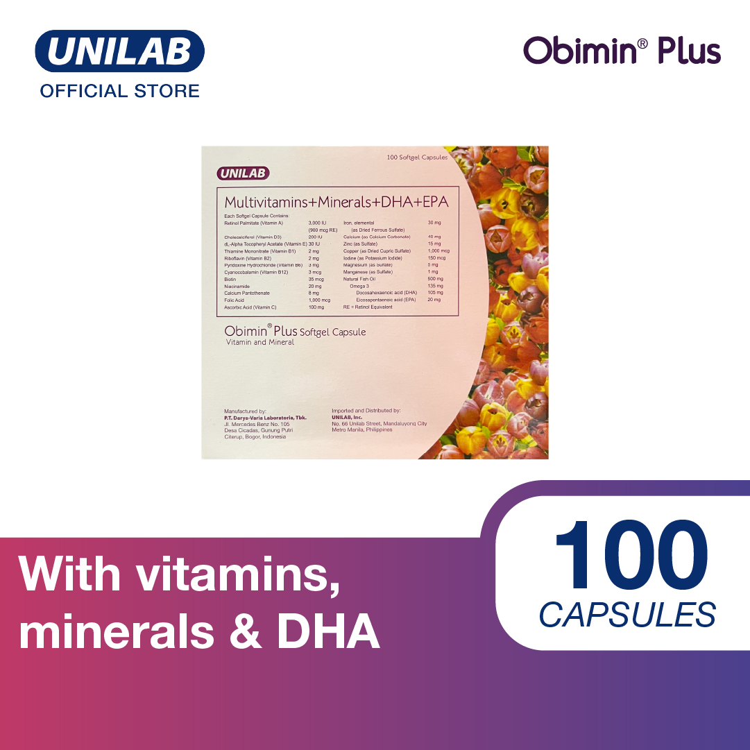 Obimin Plus 100 Capsules (Help Provide Adequate Supply Of Vitamins Minerals And DHA And EPA)