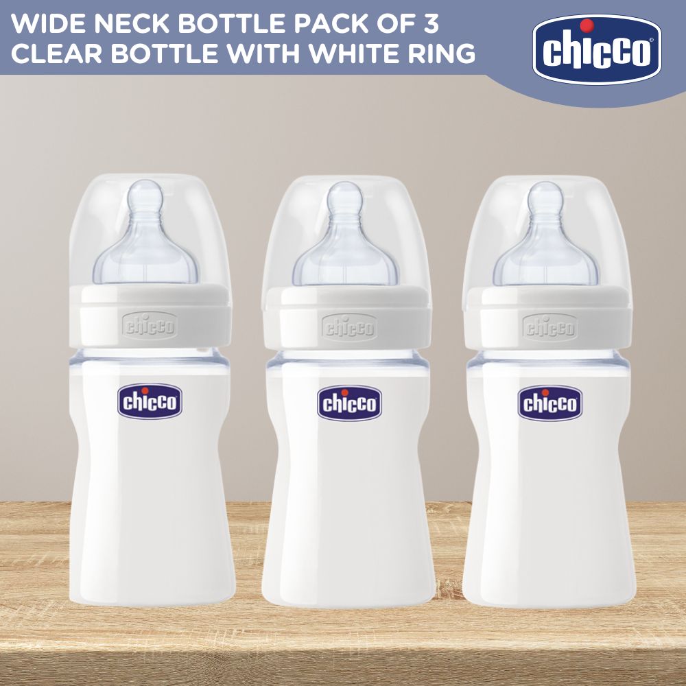 Chicco Well-Being Feeding Bottle for Baby Bottle Set Pack of 3 Wide Neck Bottle For Baby Feeding Bottle For Baby Boy Feeding Bottle For Baby Girl wideneck