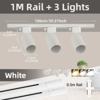 CANMEIJIA Replaceable Bulb Gu10 Track Light Set Tricolor Led Spotlight Aluminum Track Rail Lamp Ceiling Light for Shop Store Display Indoor Lighting