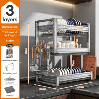 KEVE High Quality 304 Stainless Dish Rack with Drainer Pates Organizer Storage Kitchen Draining Racks