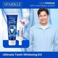 SPARKLE Ultimate Teeth Whitening Kit (Ultra White Purple Toothpaste 60g + Booster Gel 30g) [Color Correcting Teeth Whitening Oral Care]
