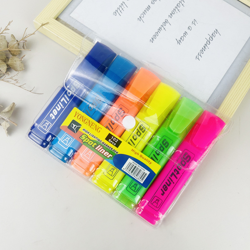 6pcs color highlighter school office supplies stationery marker highlighting student pen writing